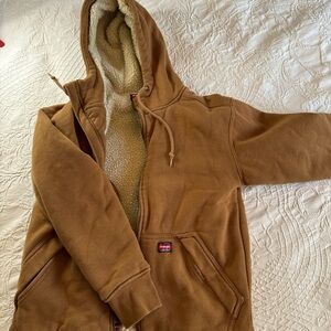 Brown Hooded Jacket with Sherpa Lining